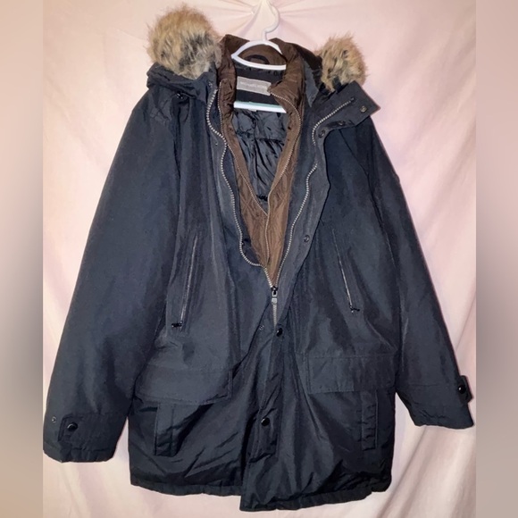 Michael Kors Black Puffer Jacket with Faux Fur Hood - Picture 1 of 13